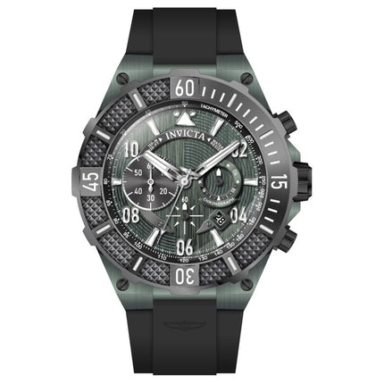 INVICTA Men's Aviator SPANGLED 50mm Green / Black Silicone Chronograph Watch
