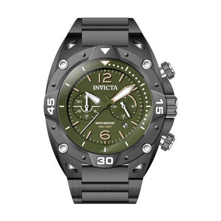 INVICTA Men's Aviator Capsular 50mm Gunmetal / Army Green Chronograph Steel Bracelet Watch