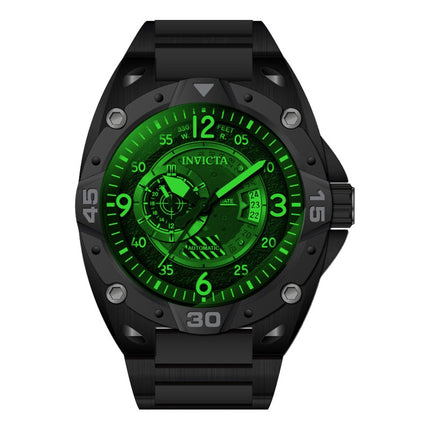 INVICTA Men's Aviator Radar Automatic 50mm Black / Green Steel Bracelet Watch