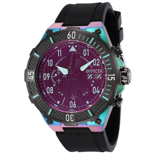 INVICTA Men's Aviator Spangled 50mm Chronograph Silicone Strap Watch Iridescent