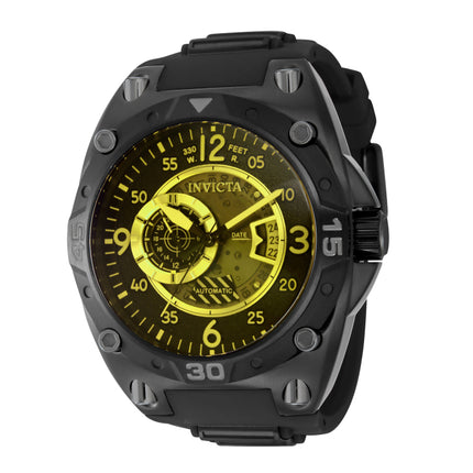 INVICTA Men's Aviator Radar Automatic 50mm Black / Yellow Silicone Steel Infused Bracelet Watch
