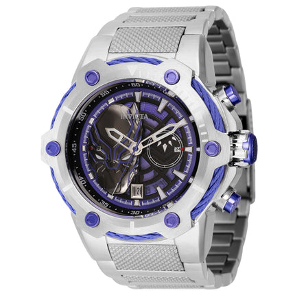 INVICTA Men's Marvel Limited Edition Black Panther Chronograph Steel Silver / Purple Watch