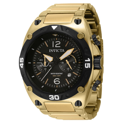 INVICTA Men's Aviator Capsular 50mm Gold / Black Chronograph Steel Bracelet Watch
