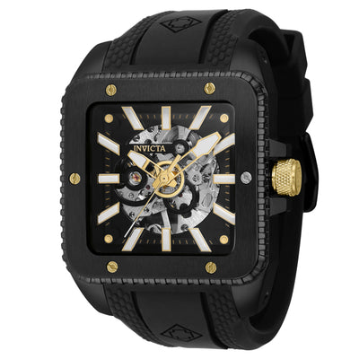 INVICTA Men's Skeleton Cuban Automatic Black / Gold Watch