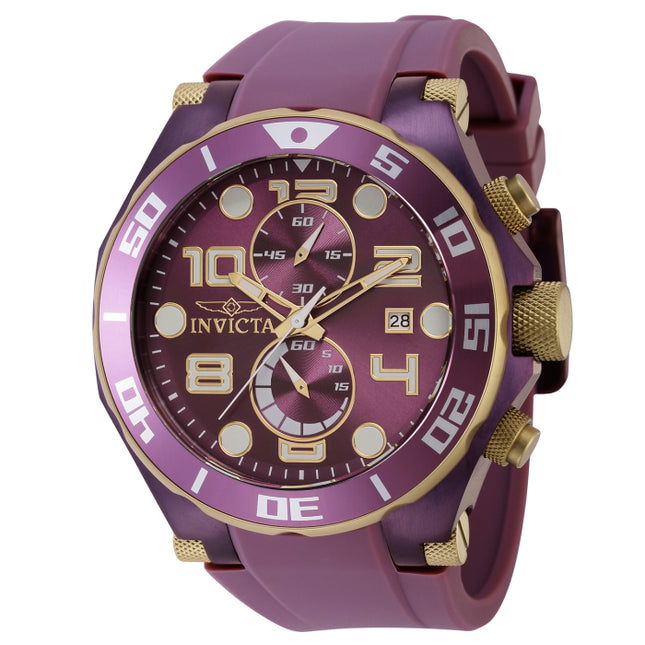 INVICTA Men's Pro Diver Racer 50mm Gold / Purple Silicone Chronograph Watch