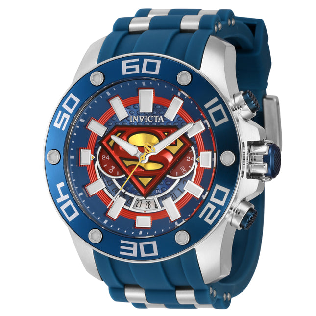 INVICTA Men's DC Comics Limited Edition Superman 50mm Vintage Supes Silver / Blue / Red Chronograph Watch