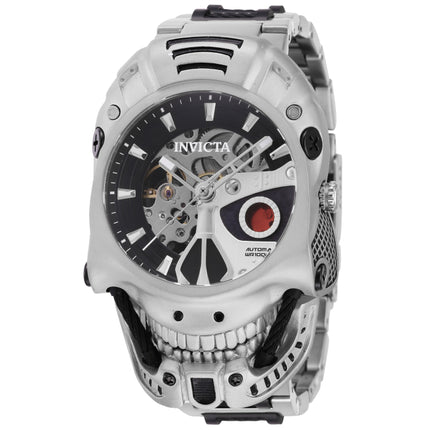 INVICTA Men's Artist Skull Terminator Automatic 48mm 100m Silver / Black Watch
