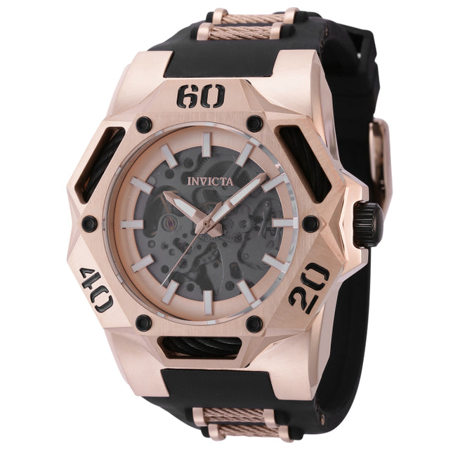 INVICTA Men's Coalition Forces Tanker 48mm Automatic Steel Infused Silicone Rose Gold / Black Watch