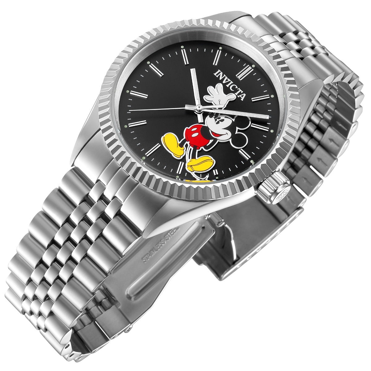 INVICTA Men's Disney Classic Mickey Mouse Ltd Edition 43mm Jubilee Bracelet Watch Silver