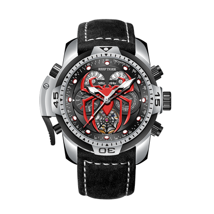 Reef Tiger Men's Aurora Spider Automatic Chronograph Watch Silver/Red image 7