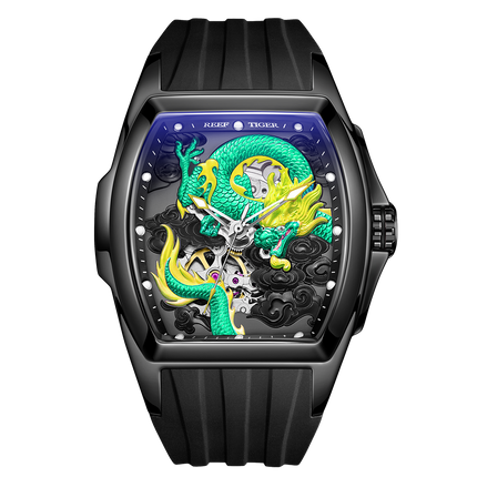 Reef Tiger Men's Aurora Chinese Dragon Skeleton Automatic Watch image 0