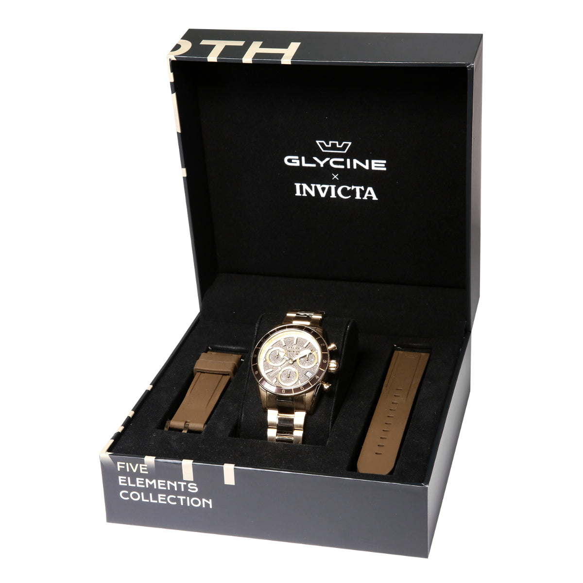 INVICTA X GLYCINE Men's Five Elements Swiss Watch 41mm, Gold with Interchangeable Strap