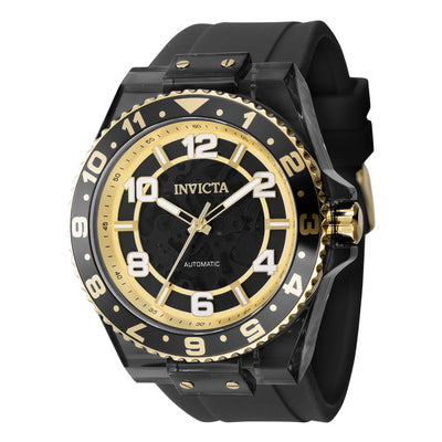 INVICTA Men's Speedway Automatic Skeleton Silicone Black / Gold Watch