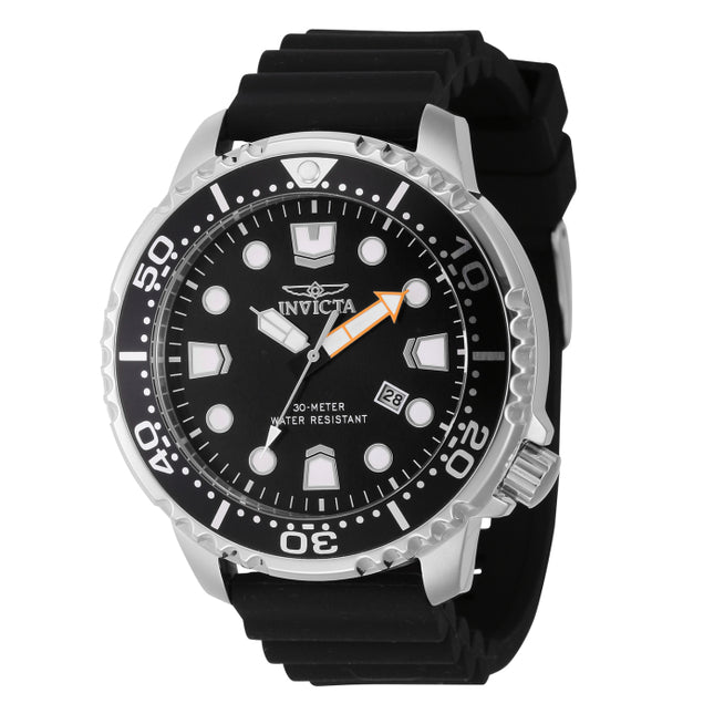 INVICTA Men's Pro Diver 48mm Silver / Black Silicone Strap Watch