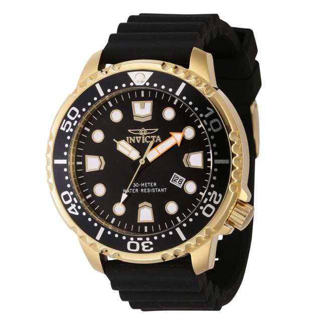 INVICTA Men's Pro Diver 48mm Gold / Black Silicone Strap Watch