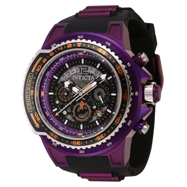 INVICTA Men's Aviator Countdown Chronograph 53mm Watch Black / Purple