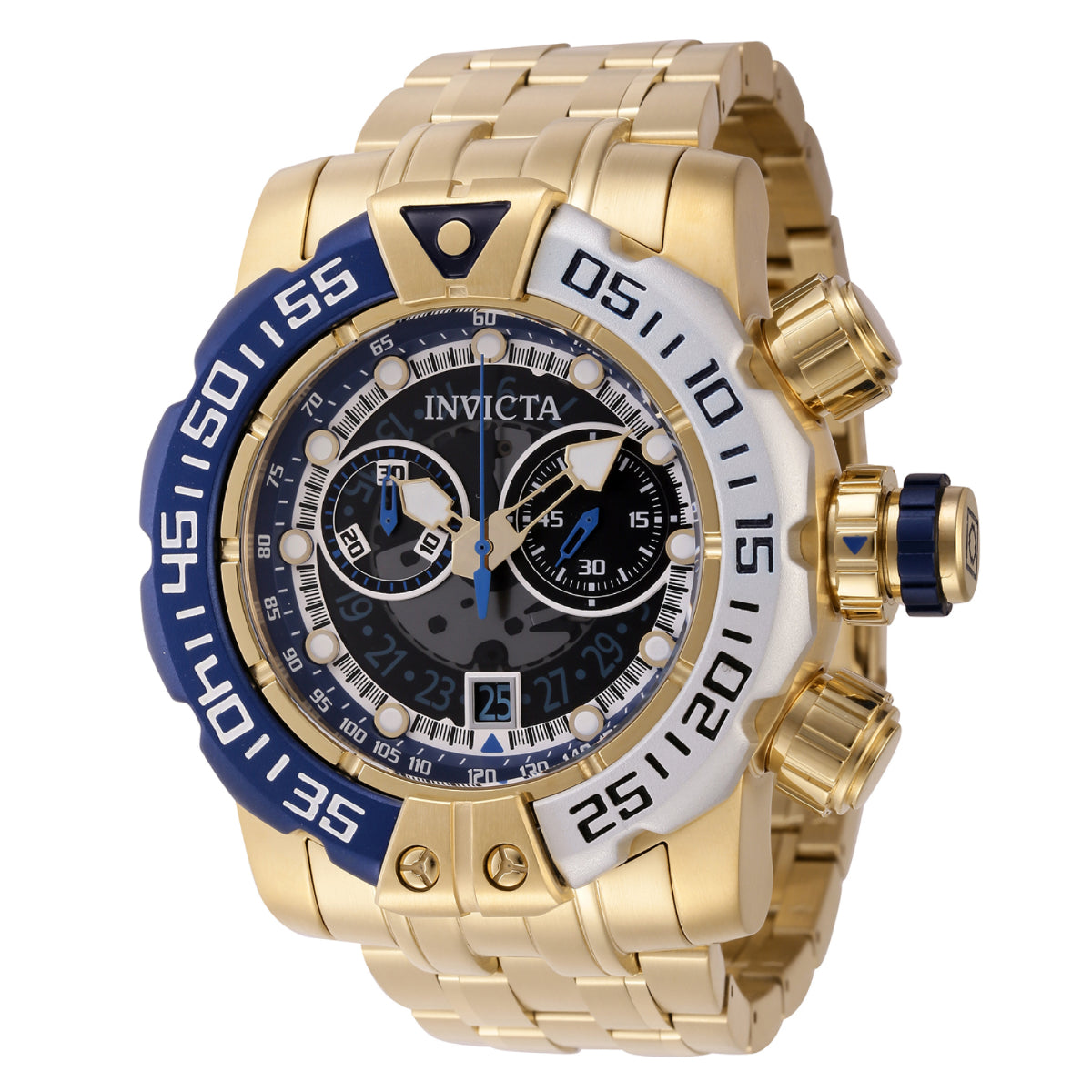 INVICTA Men's Sea Hunter 57mm Next Gen Chronograph Steel Bracelet Watch Gold Edition