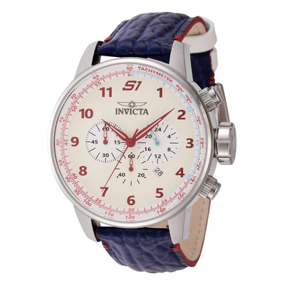 INVICTA Men's S1 Rally Tour 48mm Chronograph Leather Cream / Red / Navy Watch