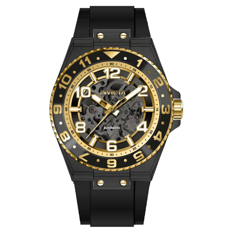 INVICTA Men's Speedway Automatic Skeleton Silicone Black / Gold Watch