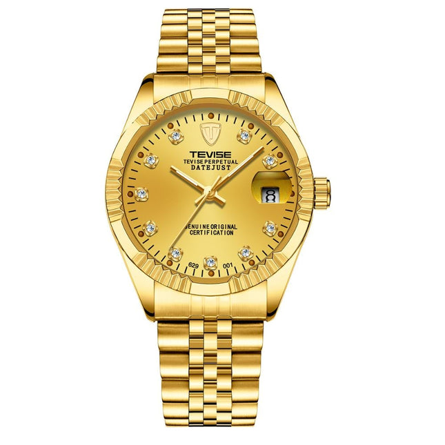 TEVISE Classic Automatic Calendar Gold/Gold Watch image 0