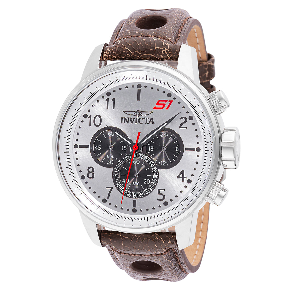 INVICTA Men's S1 Rally Desert 48mm Chronograph Leather Silver / Vintage Brown Watch