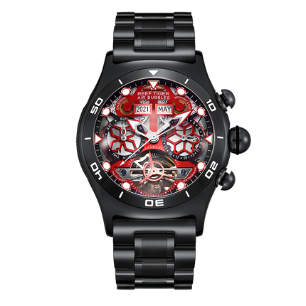 Reef Tiger Men's Aurora Air Bubbles Automatic Mechanical Skeleton Watch image 3