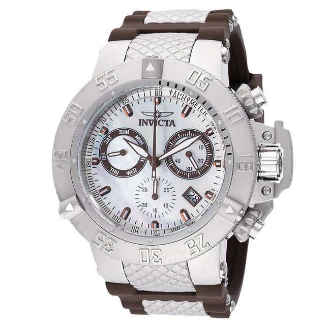 INVICTA Men's SUBAQUA NOMA III Chronograph 50mm White Mother of Pearl / Brown 500m Watch