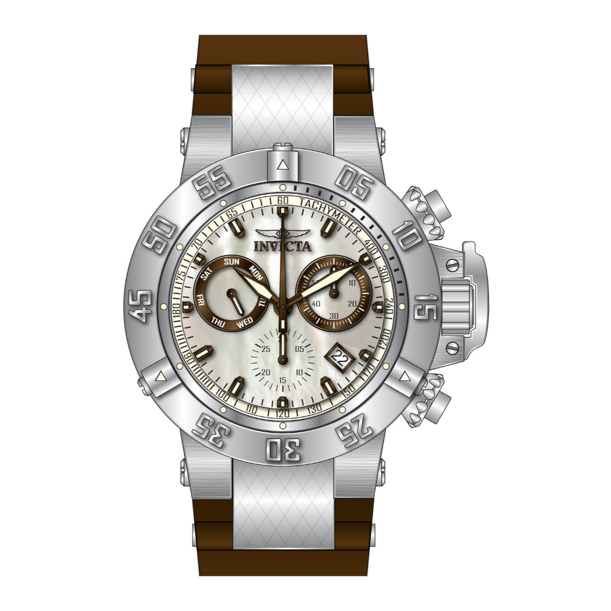 INVICTA Men's SUBAQUA NOMA III Chronograph 50mm White Mother of Pearl / Brown 500m Watch