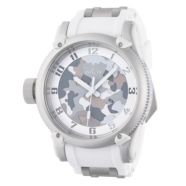 INVICTA Men's Pro Diver Inverted 52mm Arctic Camouflage Matte Silver / Snow Watch