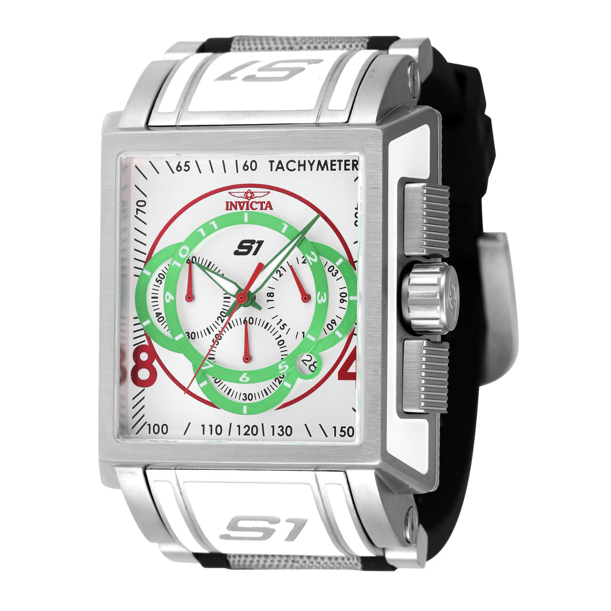 INVICTA Men's S1 Rally Nylon 44mm Chronograph White / Green / Red Watch