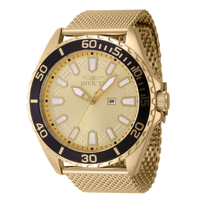 INVICTA Men's 46mm Pro Diver Gold Milanese 50m Watch