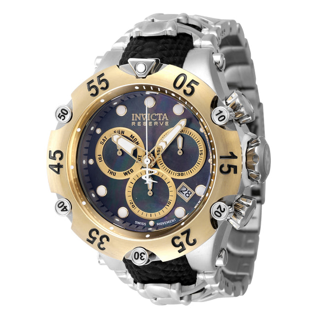 INVICTA Men's Reserve Venom Cobra Chronograph 54mm Watch Black Mother of Pearl Oyster