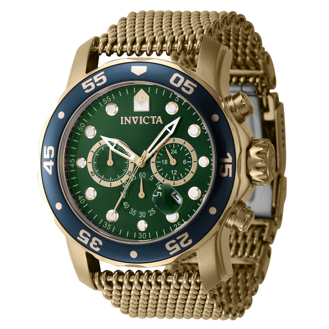 INVICTA Men's Colossus Milanese 49.5mm Pro Diver Watch Gold/Green