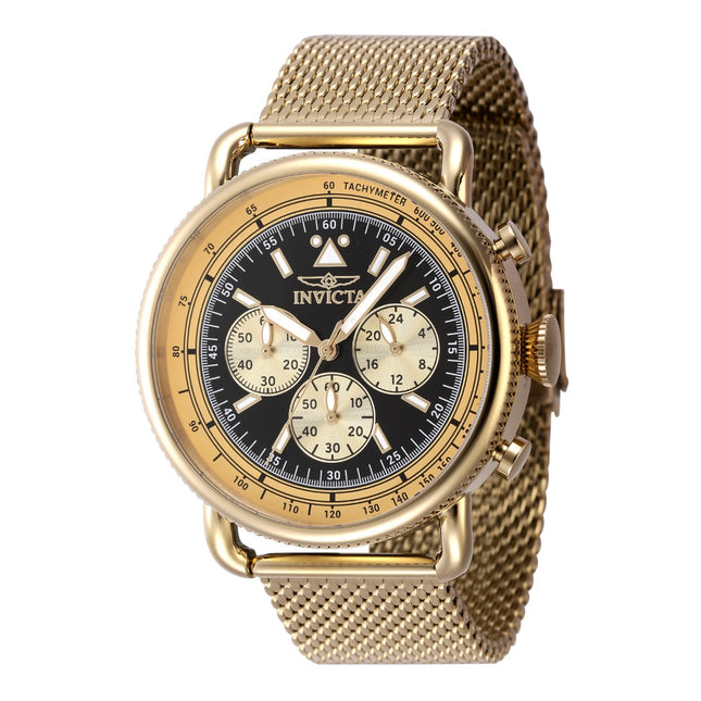 INVICTA Men's Speedway 44mm Chronograph Steel Milanese Bracelet Watch Gold/Black