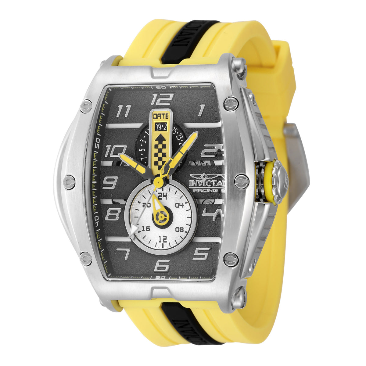 INVICTA Men's Racing Tonneux 57mm Chronograph Watch Yellow