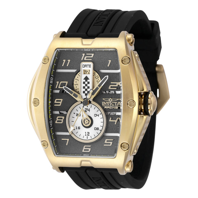 INVICTA Men's Racing Tonneux 57mm Chronograph Watch Gold/Black