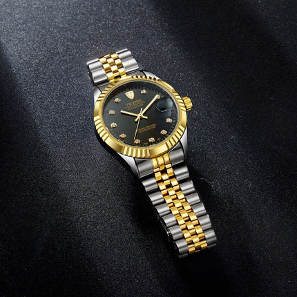 TEVISE Classic Automatic Calendar Two Tone/Black Watch image 5