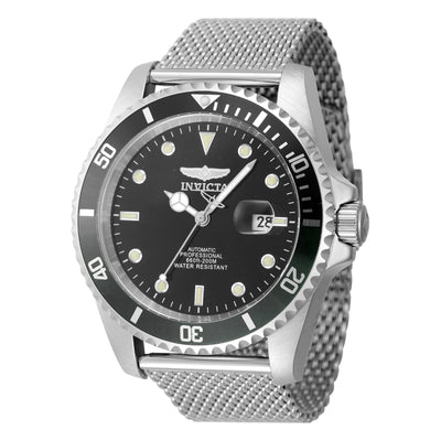 INVICTA Men's Pro Diver 47mm Automatic 200m Milanese Bracelet Watch Silver/Black