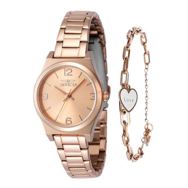 INVICTA Women's Angel 30mm Watch Rose Gold + Love Bracelet Set