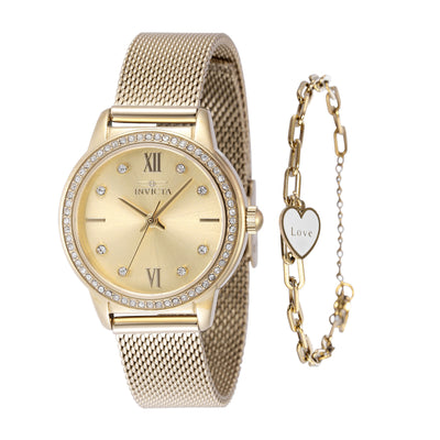 INVICTA Women's Angel 30mm Watch Gold + Love Bracelet Set