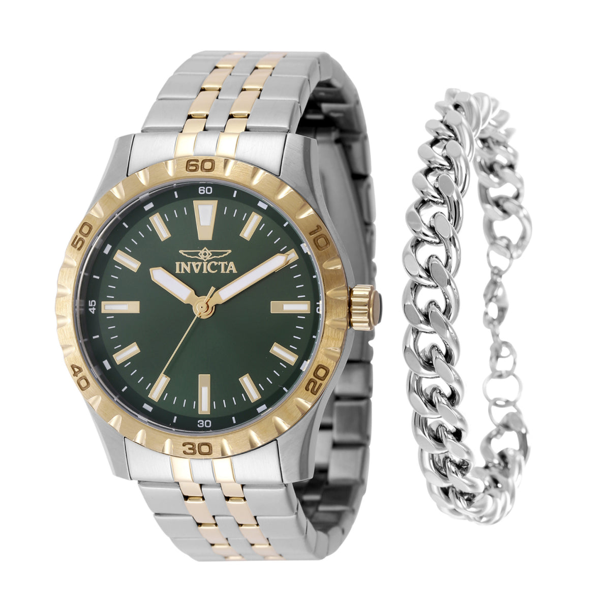 INVICTA Men's Classic Speciality 42mm Watch + Bracelet Set Two Tone Green