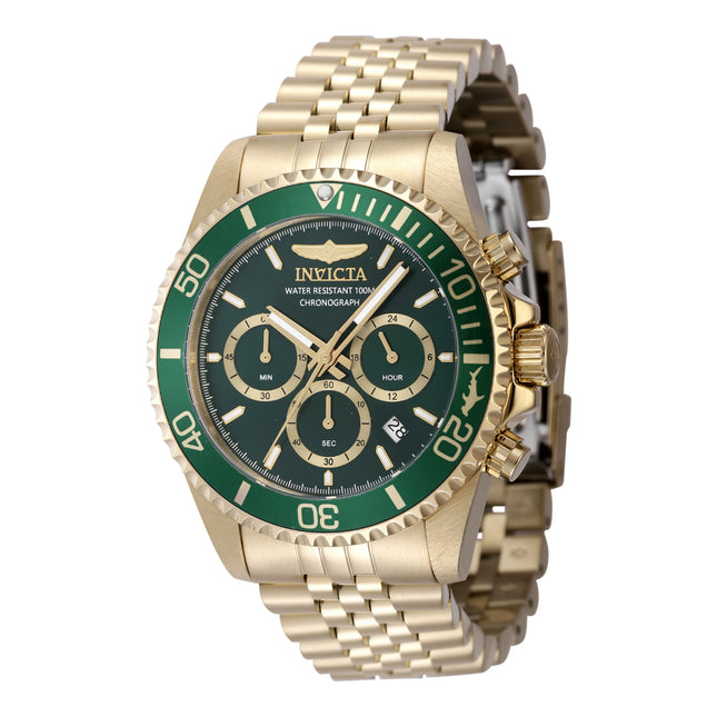 INVICTA Men's 43mm Pro Diver Chronograph Jubilee Bracelet Watch Gold/Green