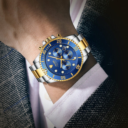 TEVISE Perpetual Automatic Two Tone/Blue Watch image 1