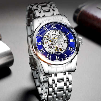 TEVISE Skeleton Classic Steel Silver Watch image 4