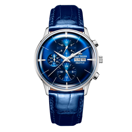 Reef Tiger Men's Seattle Chiefs Automatic Luxury Vintage Dress Chronograph Watch image 0