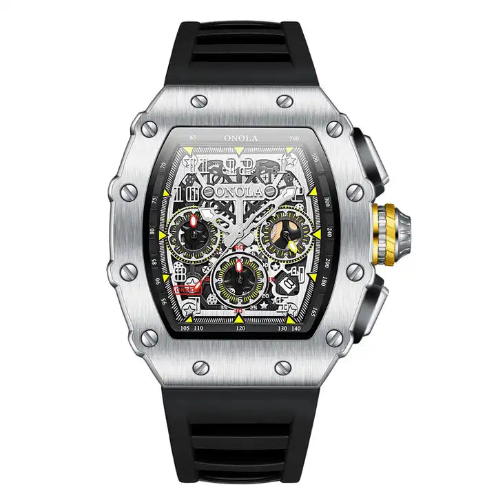 ONOLA Grande Prix Shanghai AUTOMATIC Chronograph Watch - Silver / Black image