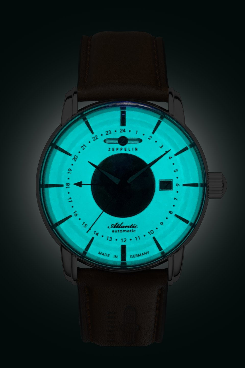 ZEPPELIN Atlantic Automatic GMT Date Watch Night Glow 84685 image 2