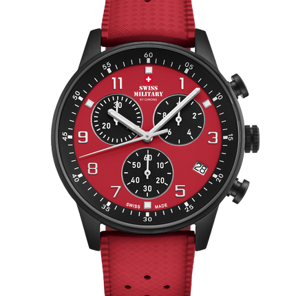 Swiss Military Minimalist Chronograph Watch – FKM-Rubber, Red| SM34114.14 image 0