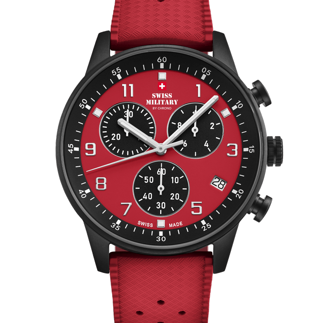 Swiss Military Minimalist Chronograph Watch – FKM-Rubber, Red| SM34114.14 image 0