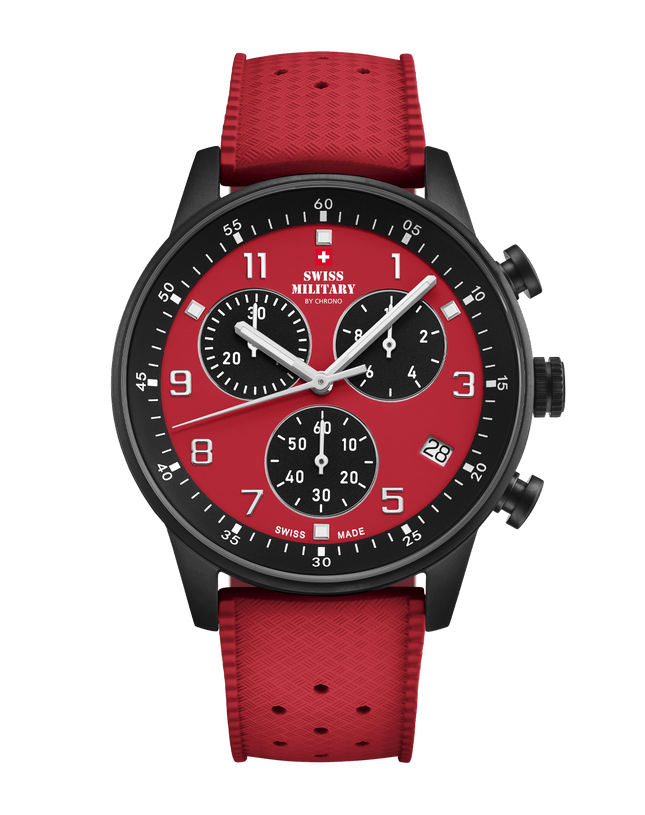 Swiss Military Minimalist Chronograph Watch – FKM-Rubber, Red| SM34114.14 image 0